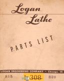 Logan-Logan 815 & 820, Lathe, Parts List Manual-815-820-01